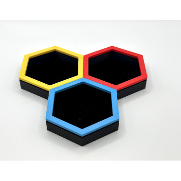 Bacs à jetons hexagonaux magnétiques doublés de velours