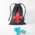 Bourse à dés plate noire - Fleur de lys rouge 0