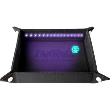 Blacklight Dice Tray with d20: Black