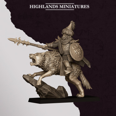 Highlands Miniatures - Sons Of Marduk - Hobgoblin Hero mounted on wolf