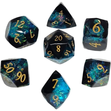 Boite de Set de 7 Dés JDR Répliquant - Fragments de Prisme Sombre