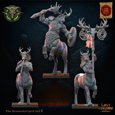 Boite de Lost Kingdom miniatures - Hardes bestiales - Cerfs centaures, état-major