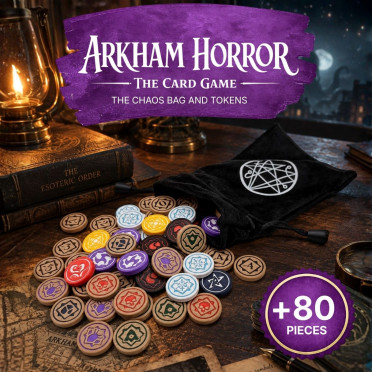 Boite de Horreur à Arkham: Le Jeu de Carte – Kit de 84 jetons + pochette en velours